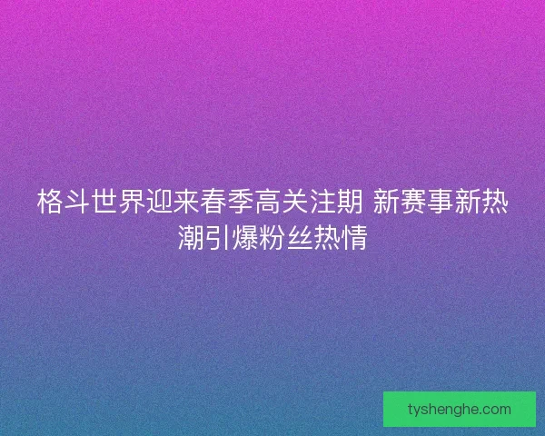 格斗世界迎来春季高关注期 新赛事新热潮引爆粉丝热情